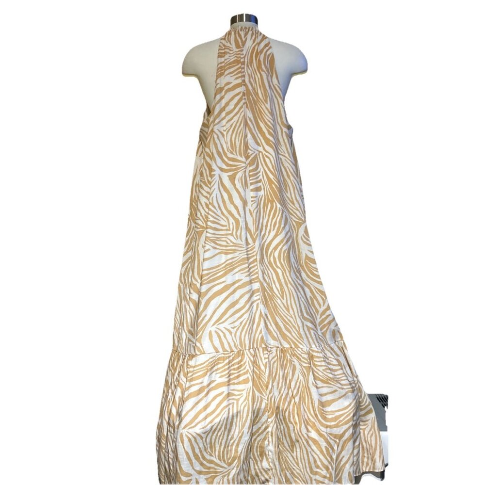 Animal Print Boho Tribal XXL Maxi Dress Flowy Beach Cruise Vacation Tan 9 West - Picture 9 of 15